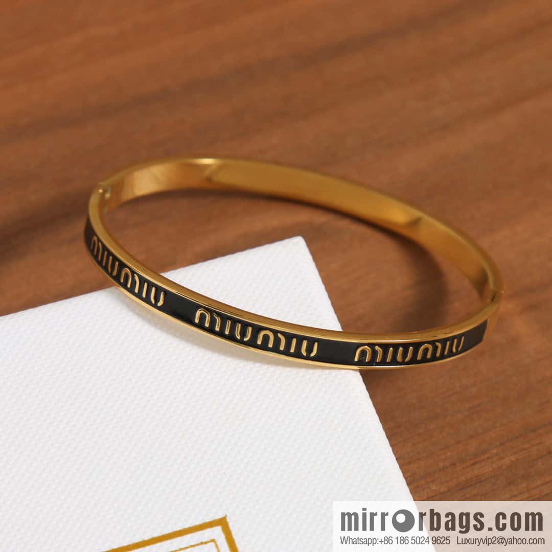 MIU MIU Miu Miu Black Enamel Letter Bracelet Bracelet