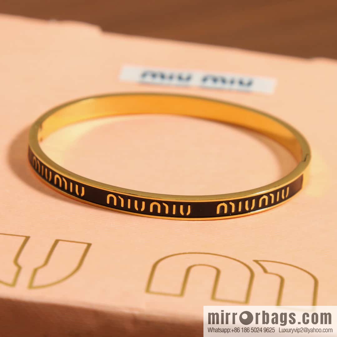 MIU MIU Miu Miu Black Enamel Letter Bracelet Bracelet