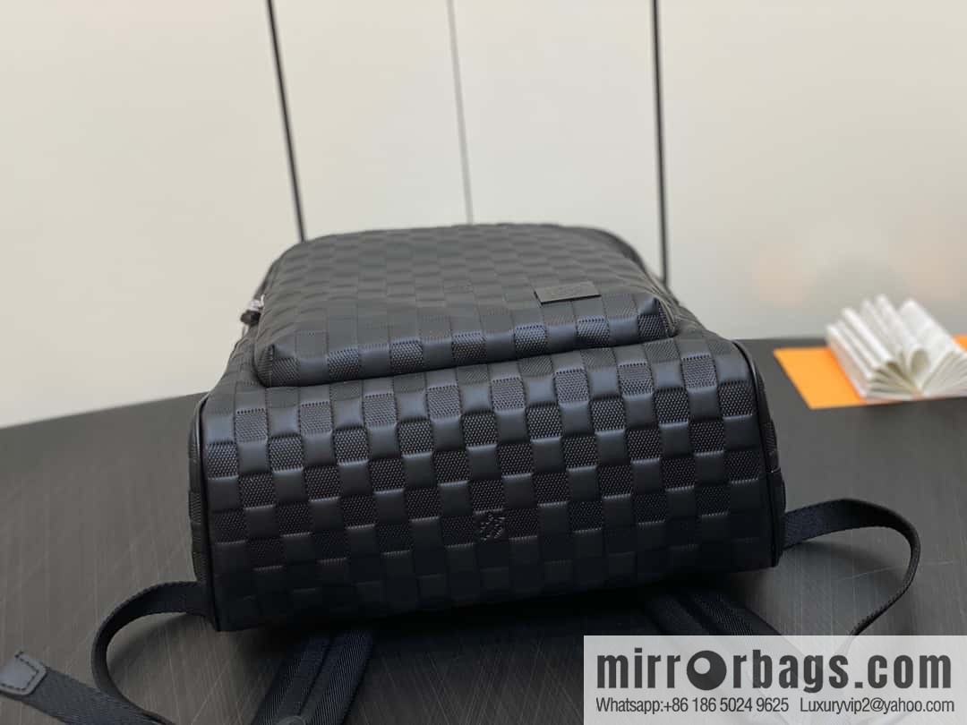 [Premium‑quality] N40501 black full leather pressure grid, full leather backpack series Avenue backpack