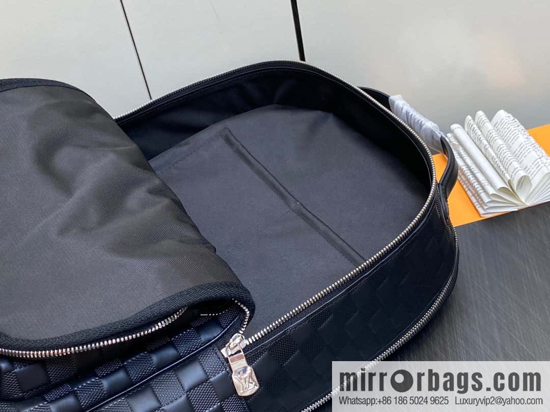 [Premium‑quality] N40501 black full leather pressure grid, full leather backpack series Avenue backpack