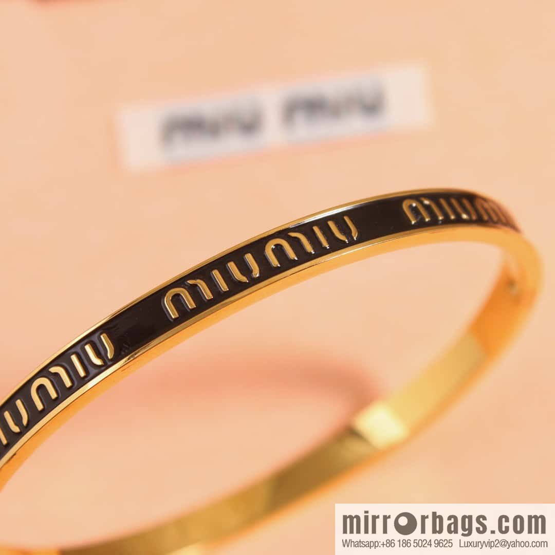 MIU MIU Miu Miu Black Enamel Letter Bracelet Bracelet