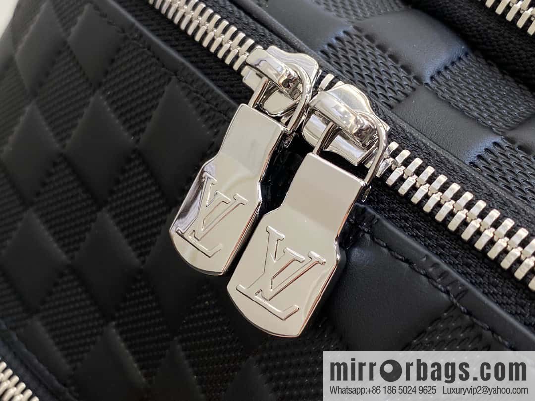 [Premium‑quality] N40501 black full leather pressure grid, full leather backpack series Avenue backpack