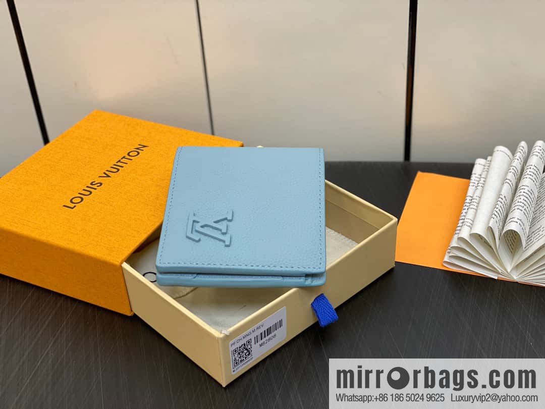 [Boutique‑grade] M82808 light blue full leather, short suit clip series MULTIPLE wallet m82273 82274 Aerogram series