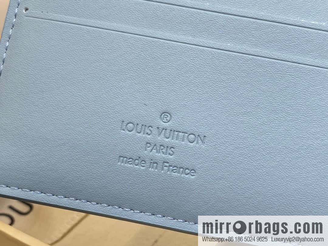 [Boutique‑grade] M82808 light blue full leather, short suit clip series MULTIPLE wallet m82273 82274 Aerogram series