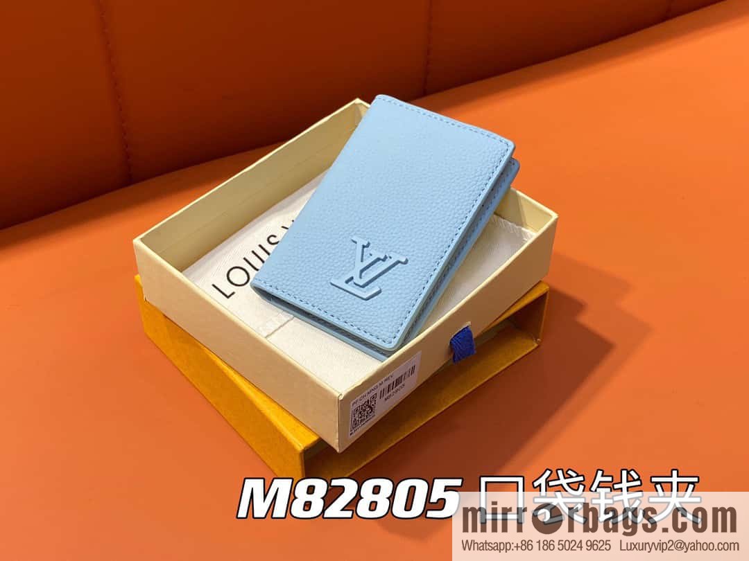 [Boutique‑grade] M82805 light blue full leather card holder wallet series, pocket wallet m82275 82276