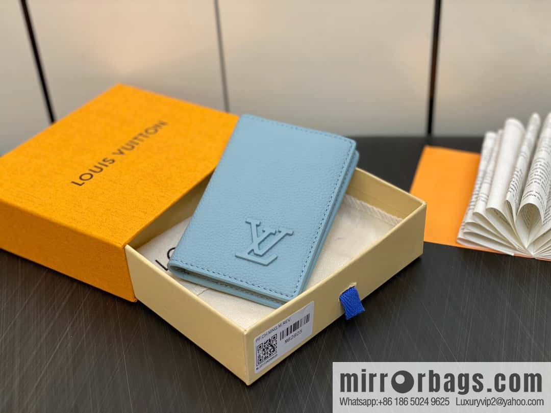 [Boutique‑grade] M82805 light blue full leather card holder wallet series, pocket wallet m82275 82276