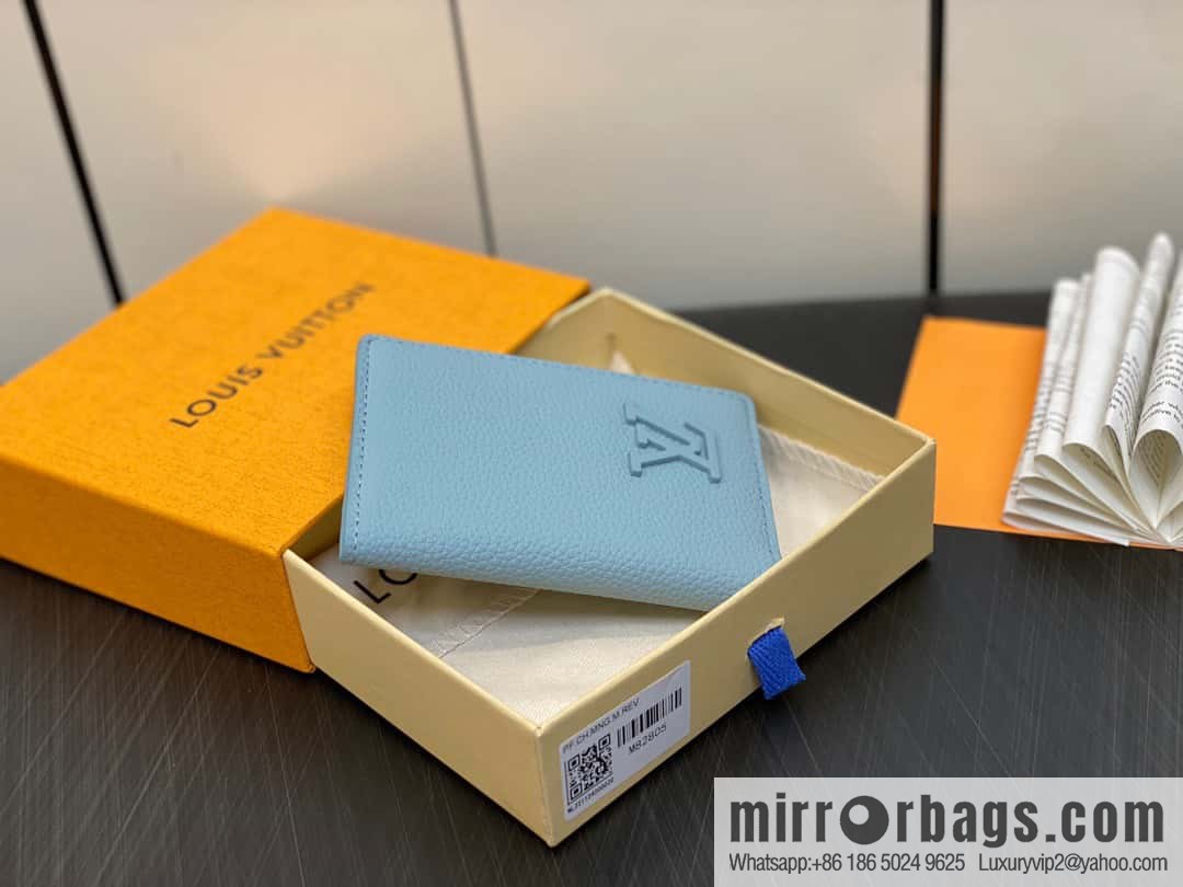 [Boutique‑grade] M82805 light blue full leather card holder wallet series, pocket wallet m82275 82276