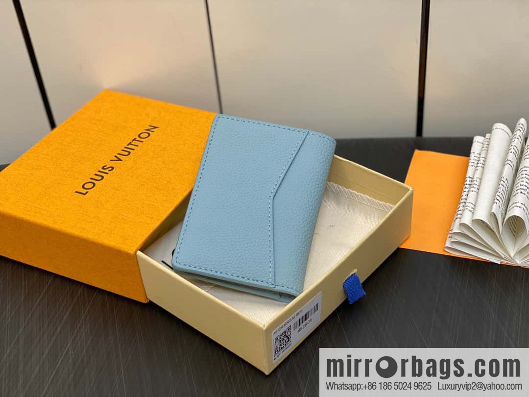 [Boutique‑grade] M82805 light blue full leather card holder wallet series, pocket wallet m82275 82276