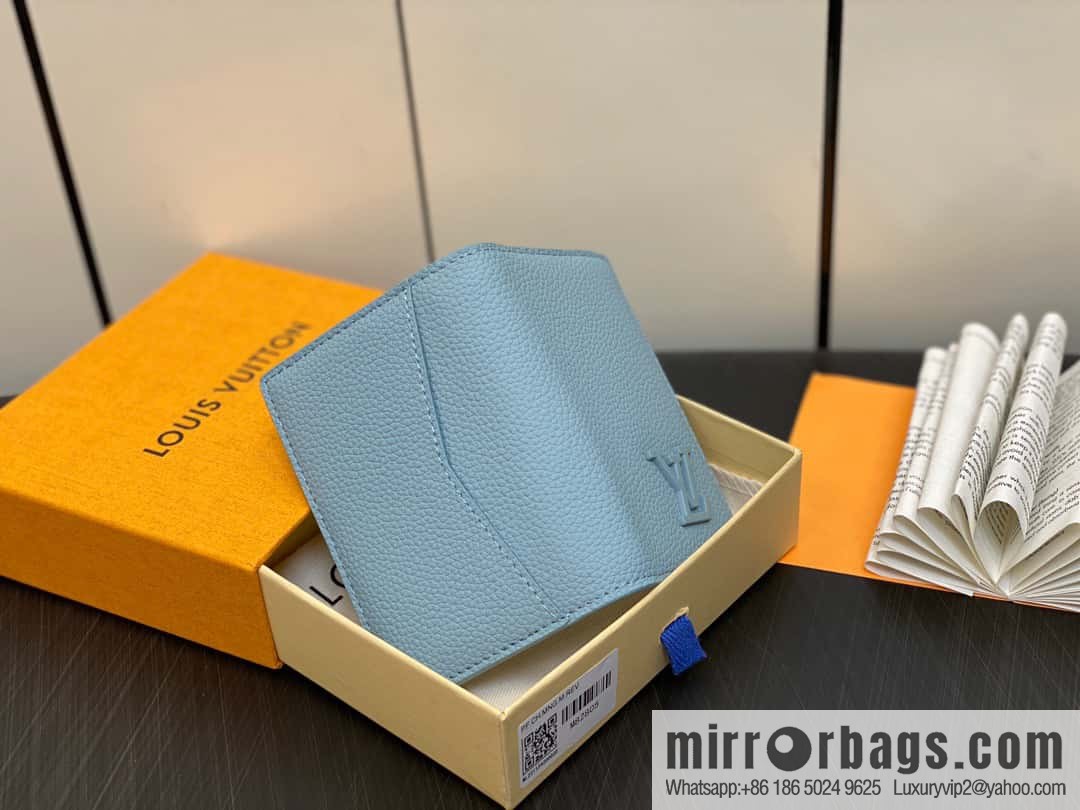 [Boutique‑grade] M82805 light blue full leather card holder wallet series, pocket wallet m82275 82276