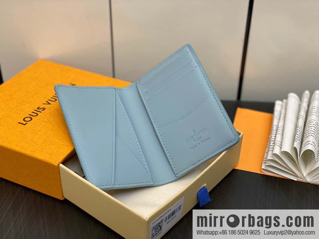 [Boutique‑grade] M82805 light blue full leather card holder wallet series, pocket wallet m82275 82276