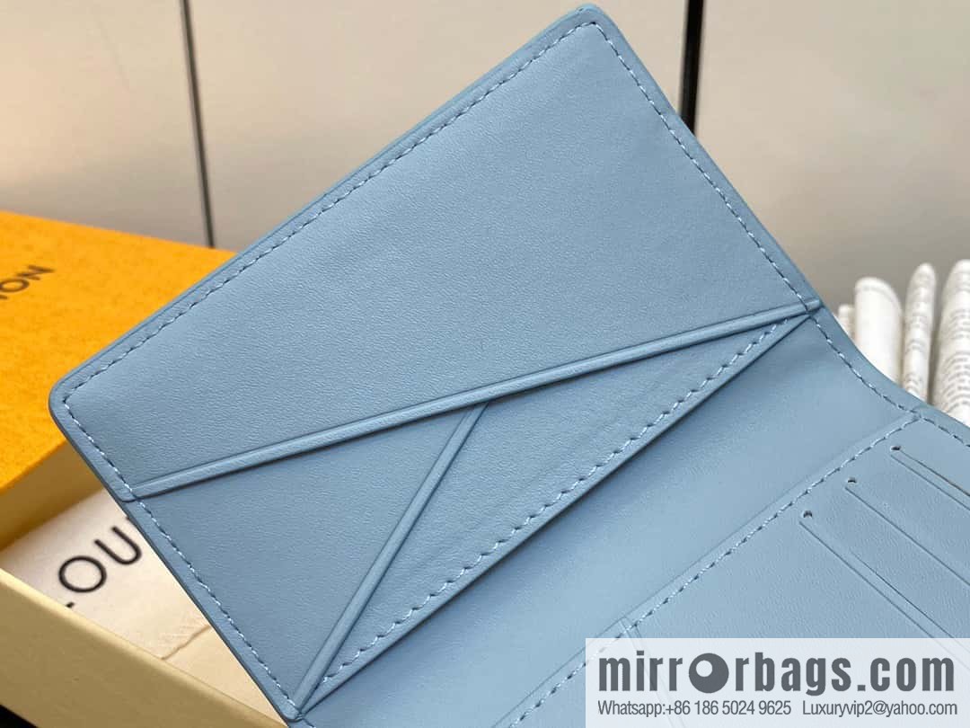 [Boutique‑grade] M82805 light blue full leather card holder wallet series, pocket wallet m82275 82276