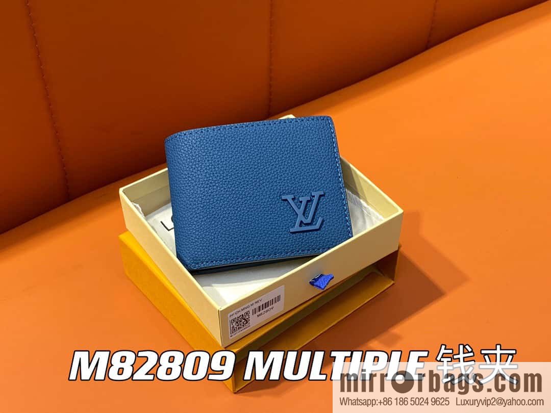 [Boutique‑grade] M82809 dark blue full leather, short suit clip series MULTIPLE wallet m82273 82274