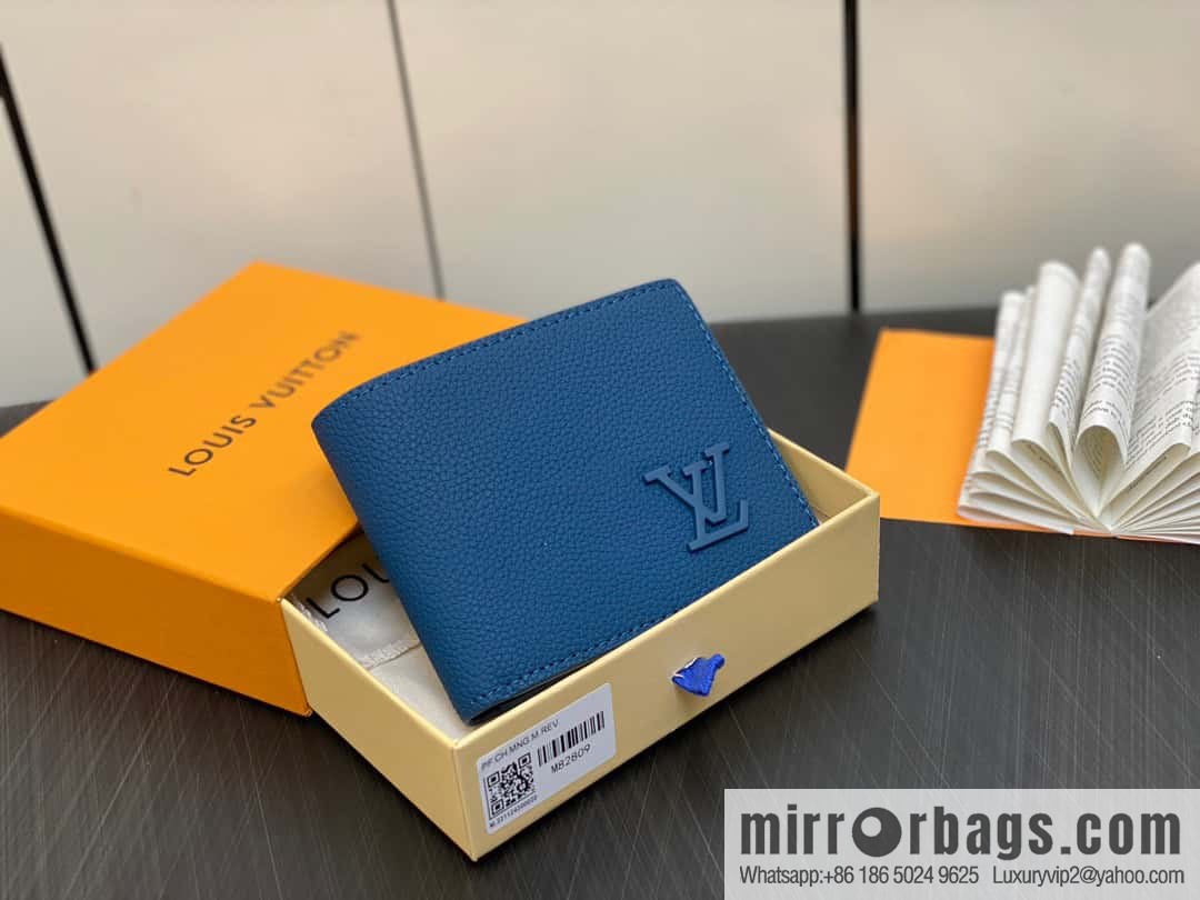 [Boutique‑grade] M82809 dark blue full leather, short suit clip series MULTIPLE wallet m82273 82274