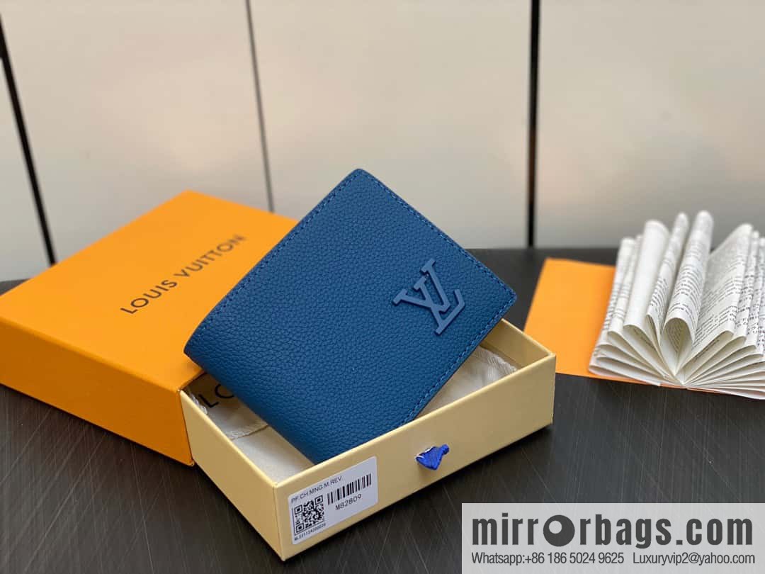 [Boutique‑grade] M82809 dark blue full leather, short suit clip series MULTIPLE wallet m82273 82274