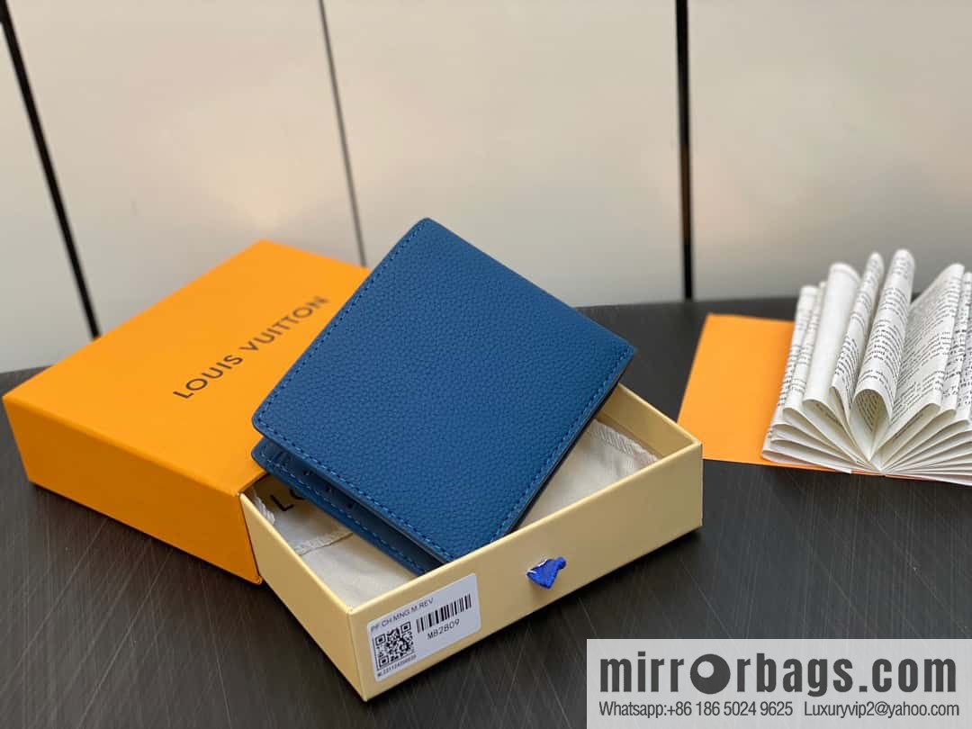 [Boutique‑grade] M82809 dark blue full leather, short suit clip series MULTIPLE wallet m82273 82274