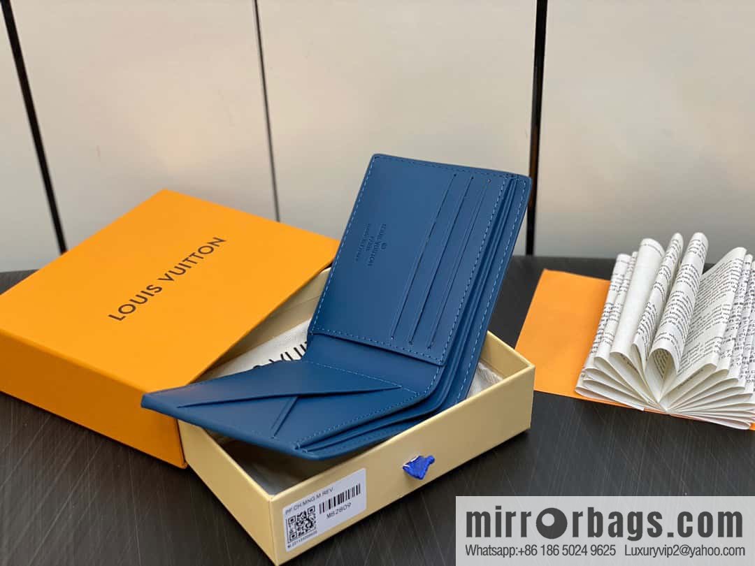 [Boutique‑grade] M82809 dark blue full leather, short suit clip series MULTIPLE wallet m82273 82274