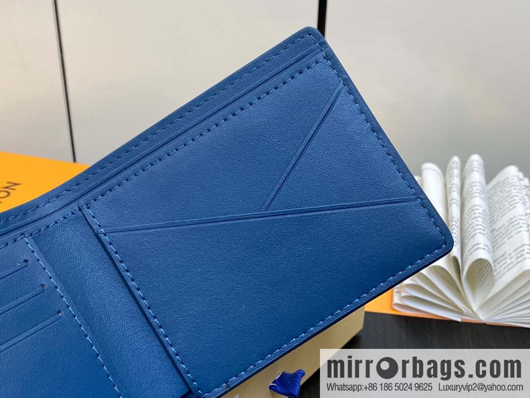 [Boutique‑grade] M82809 dark blue full leather, short suit clip series MULTIPLE wallet m82273 82274
