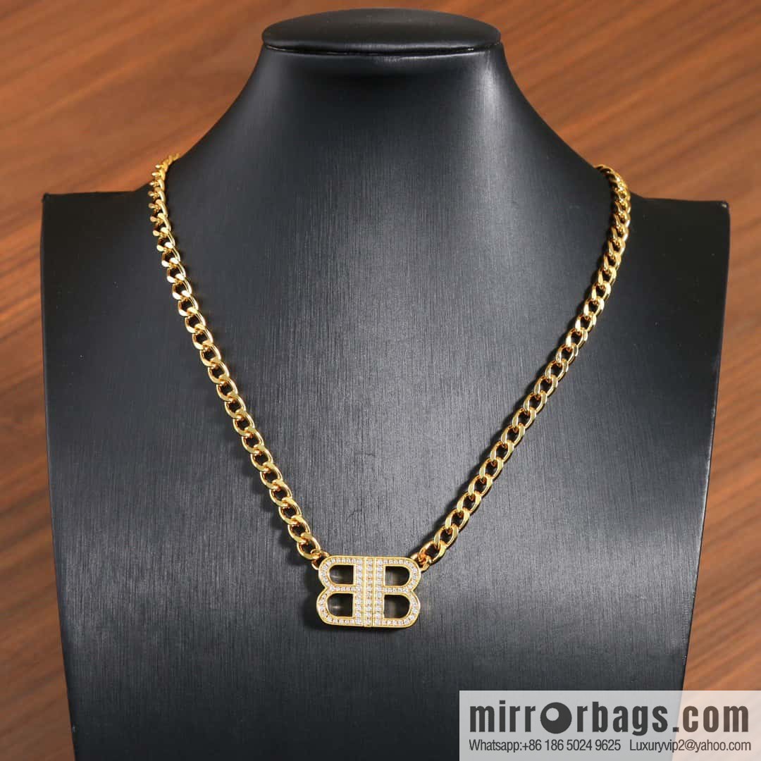 ☀️New Balenciaga BALENCIAGA Double B Full Diamond Necklace