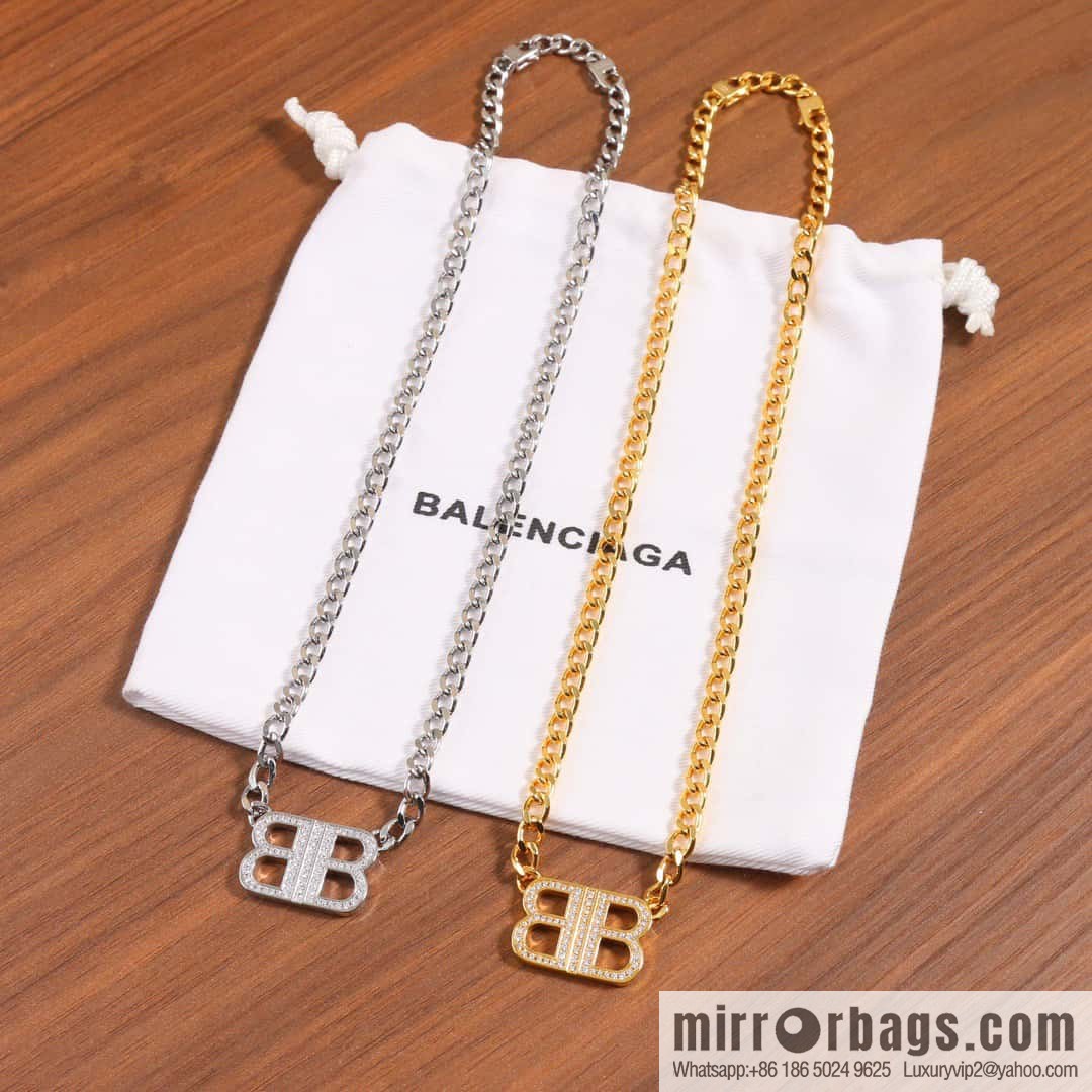 ☀️New Balenciaga BALENCIAGA Double B Full Diamond Necklace
