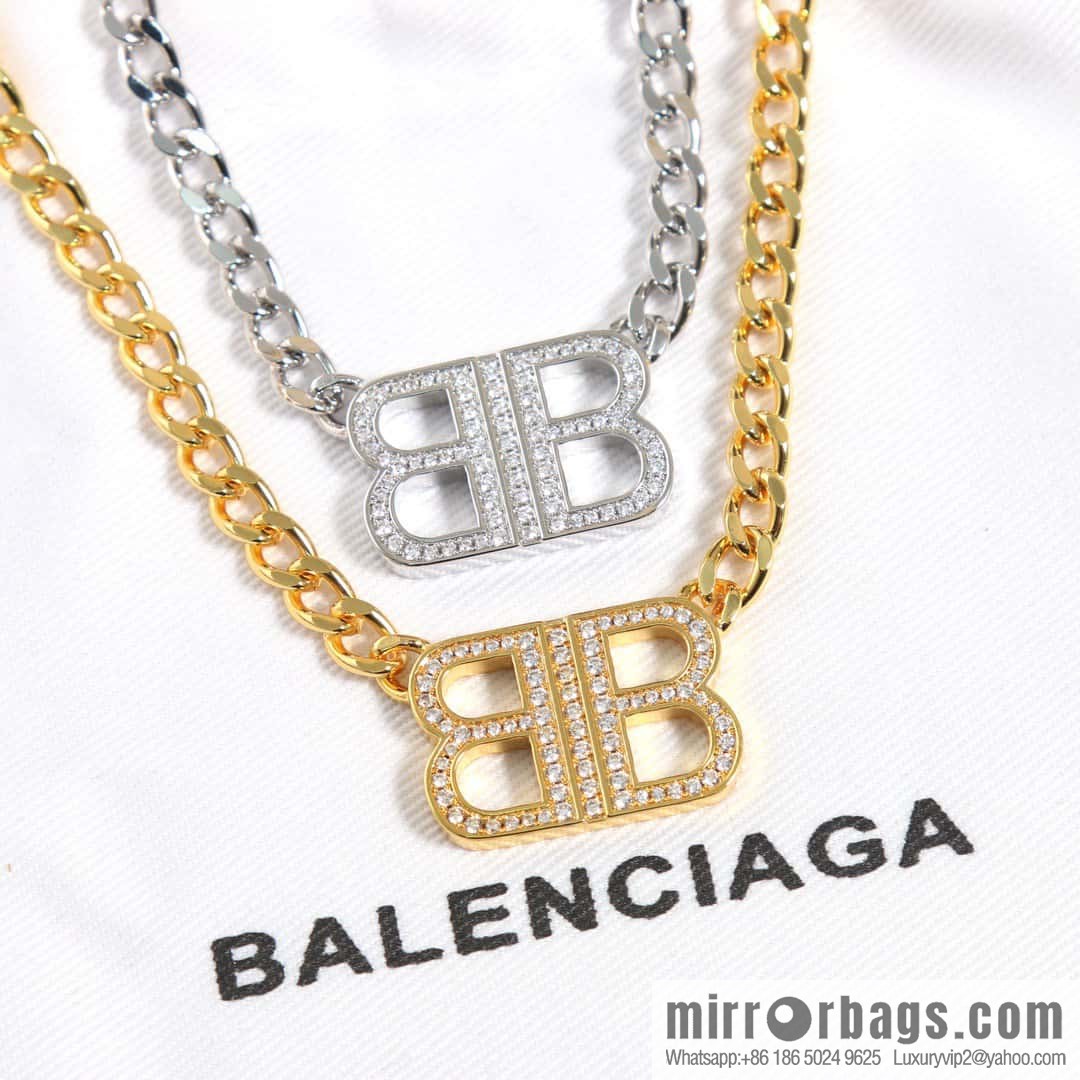 ☀️New Balenciaga BALENCIAGA Double B Full Diamond Necklace