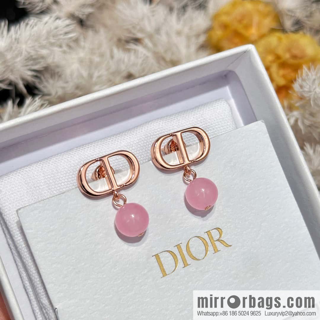 New ☑️ DIOR CD size pink pearl earrings stud earrings
