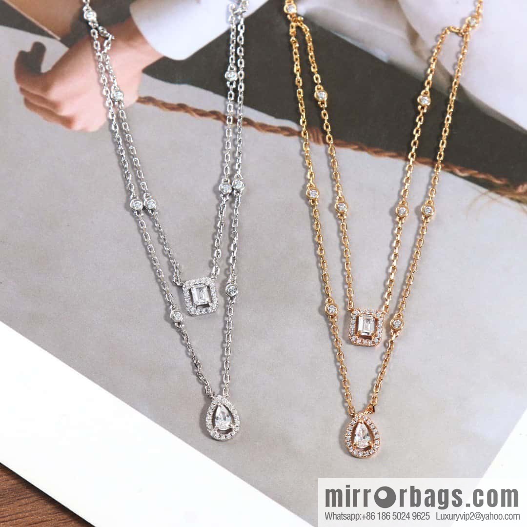 ☀️Messika MYTWIN Series Double Water Drop Rock Sugar Diamond Necklace