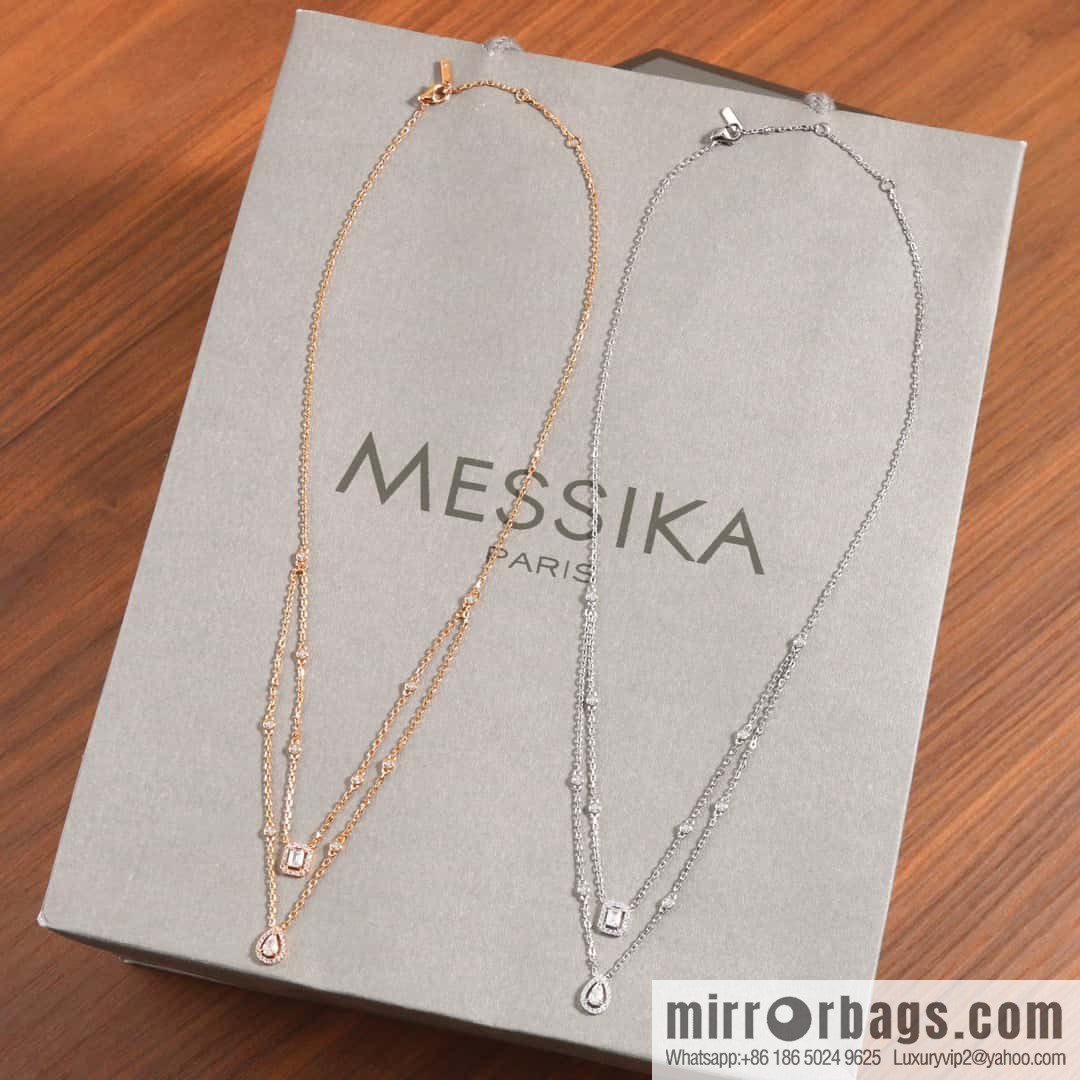 ☀️Messika MYTWIN Series Double Water Drop Rock Sugar Diamond Necklace