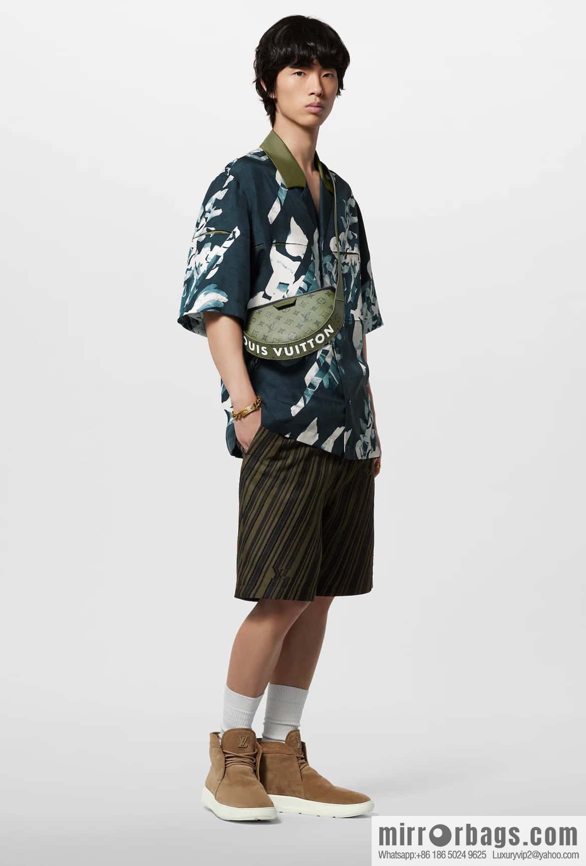 [Boutique‑grade] M23838 green, men's bag moon bag series LV MOON CROSSBODY handbag M23838 green flower