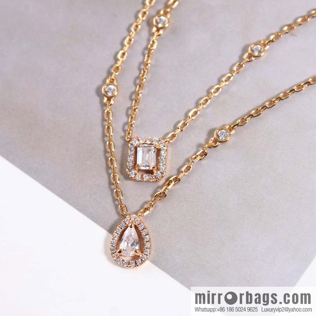 ☀️Messika MYTWIN Series Double Water Drop Rock Sugar Diamond Necklace