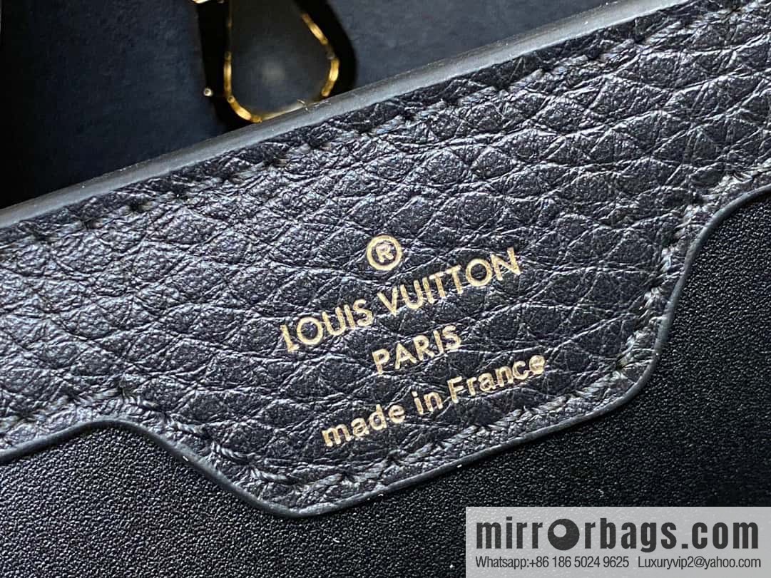 [Premium‑quality] M23263 black full leather cap that English series CAPUCINES medium handbag Capucines BB Flower Crown handbag