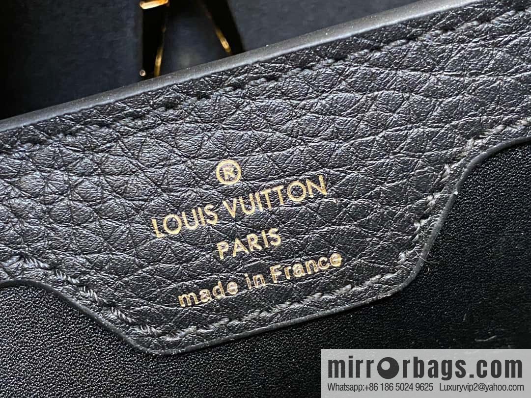 [Boutique‑grade] M23263 black full leather cap Naying series CAPUCINES BB handbag, this Capucines BB Flower Crown handbag