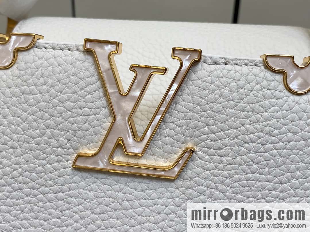 [Boutique‑grade] M23331 white, full leather cap, that English series CAPUCINES medium handbag, this Capucines BB Flower Crown handbag