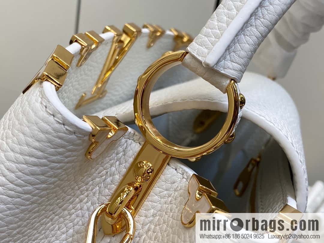 [Boutique‑grade] M23331 white, full leather cap, that English series CAPUCINES medium handbag, this Capucines BB Flower Crown handbag
