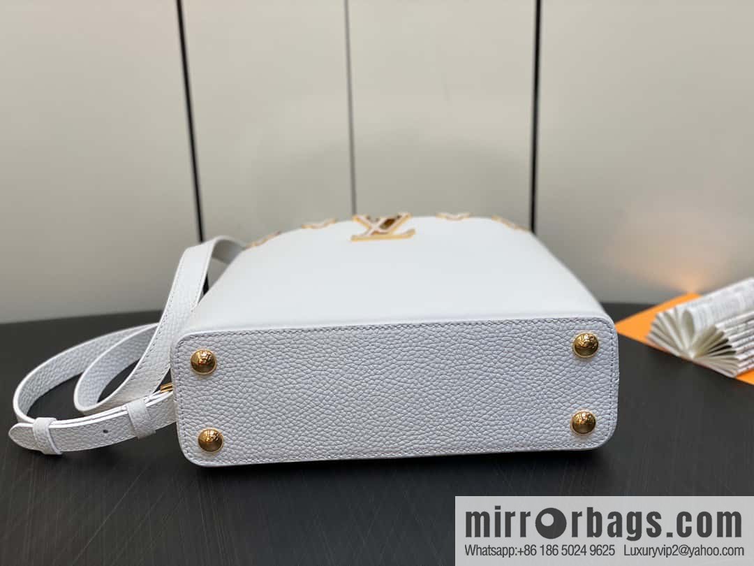 [Premium‑quality] M23331 white, full leather cap that English series CAPUCINES BB handbag Capucines BB Flower Crown handbag