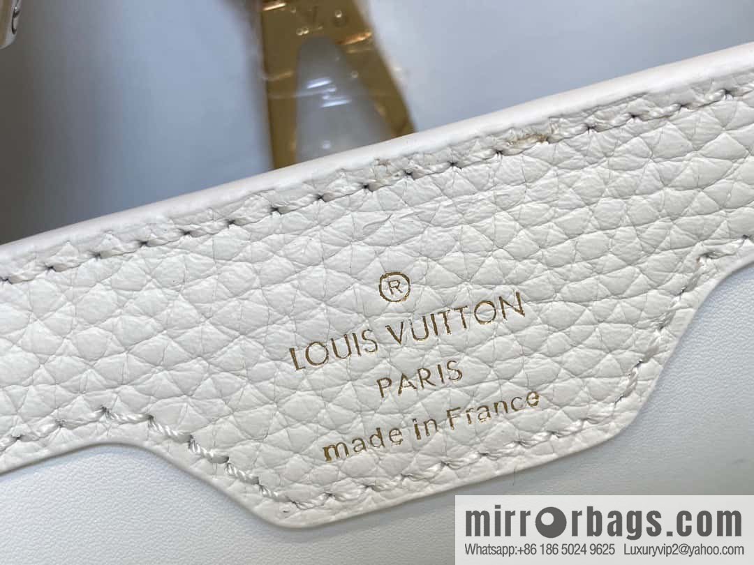 [Premium‑quality] M23331 white, full leather cap that English series CAPUCINES BB handbag Capucines BB Flower Crown handbag