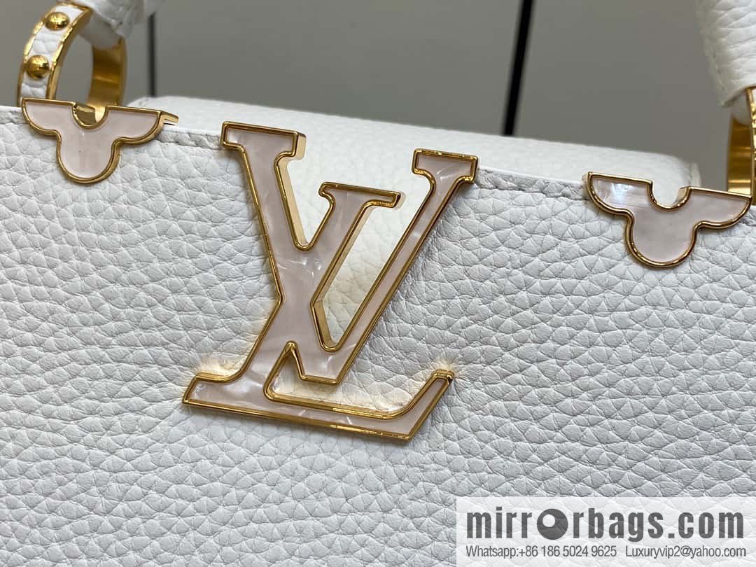 [Premium‑quality] M23331 white, full leather cap that English series CAPUCINES BB handbag Capucines BB Flower Crown handbag
