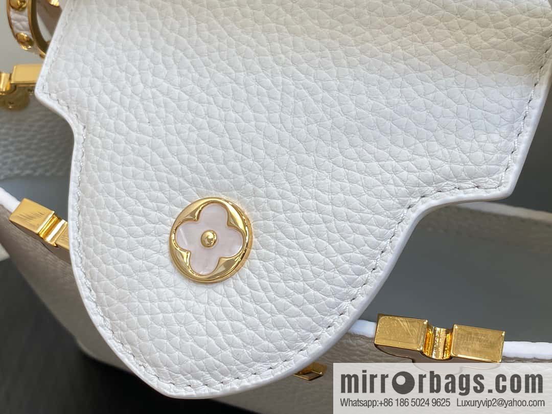 [Premium‑quality] M23331 white, full leather cap that English series CAPUCINES BB handbag Capucines BB Flower Crown handbag