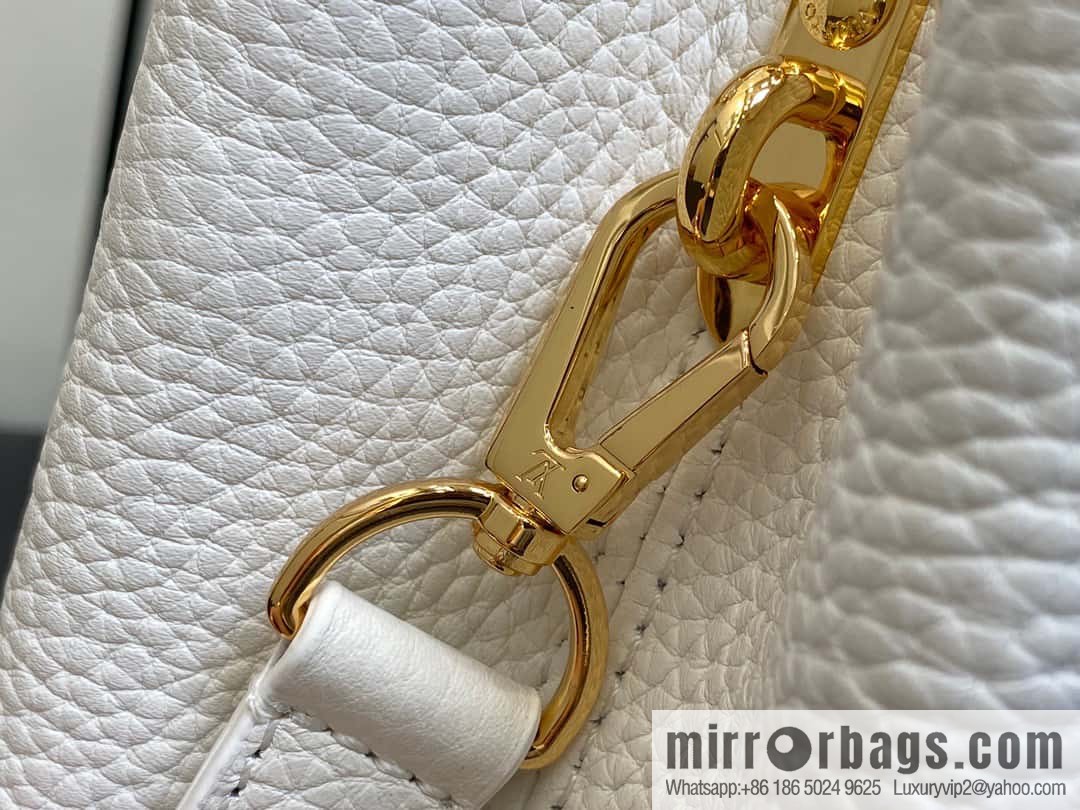 [Premium‑quality] M23331 white, full leather cap that English series CAPUCINES BB handbag Capucines BB Flower Crown handbag