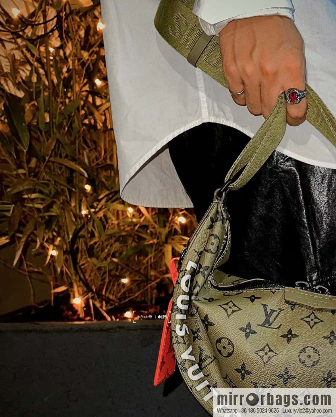 [Boutique‑grade] M23779 green, men's bag moon bag series HAMAC handbag M23779 green (silk screen)
