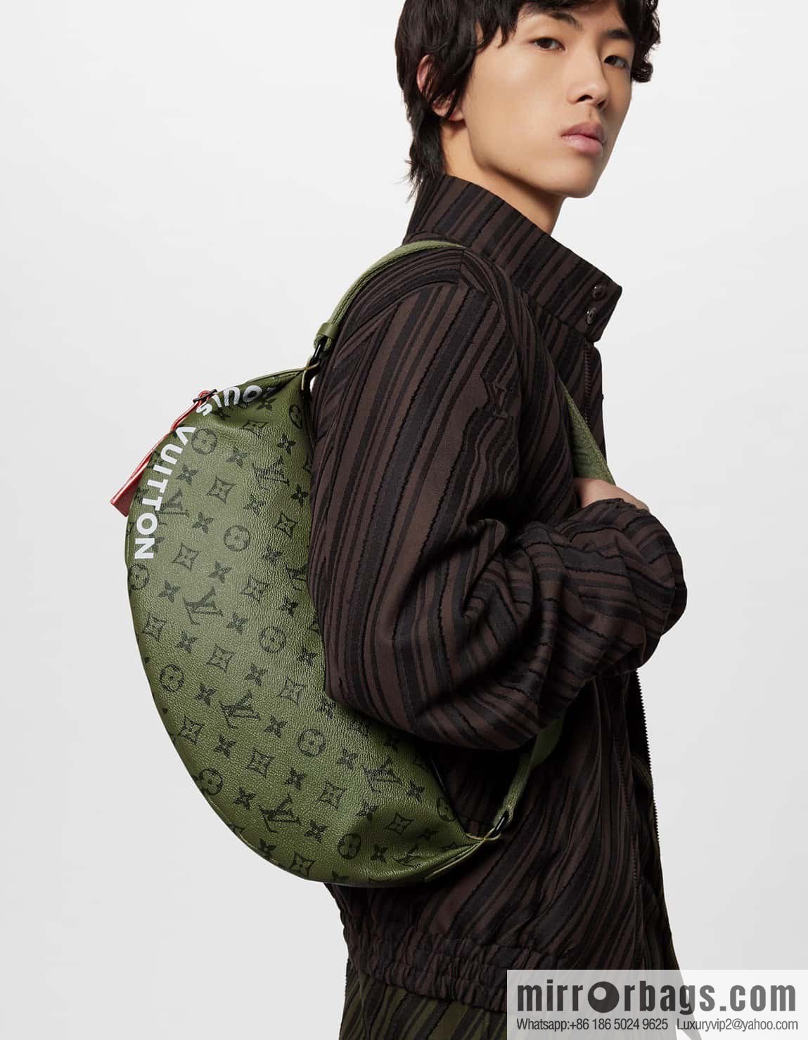 [Boutique‑grade] M23779 green, men's bag moon bag series HAMAC handbag M23779 green (silk screen)