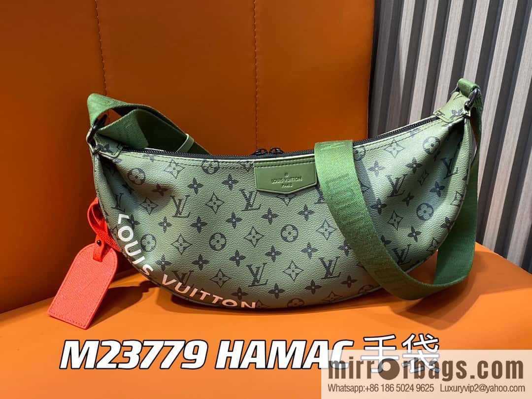 [Boutique‑grade] M23779 green, men's bag moon bag series HAMAC handbag M23779 green (silk screen)