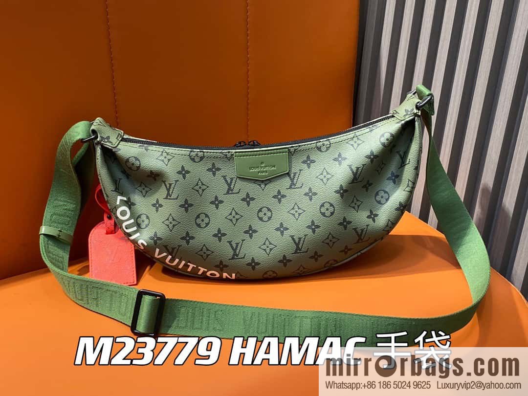 [Boutique‑grade] M23779 green, men's bag moon bag series HAMAC handbag M23779 green (silk screen)