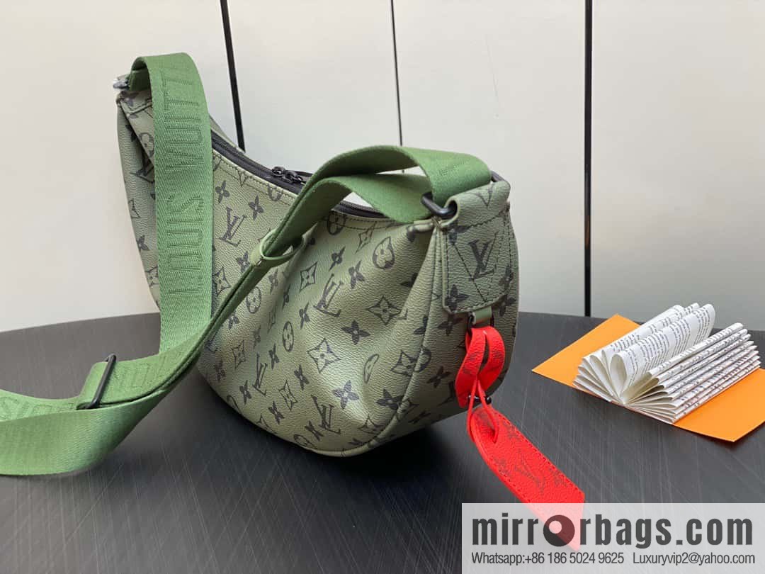 [Boutique‑grade] M23779 green, men's bag moon bag series HAMAC handbag M23779 green (silk screen)