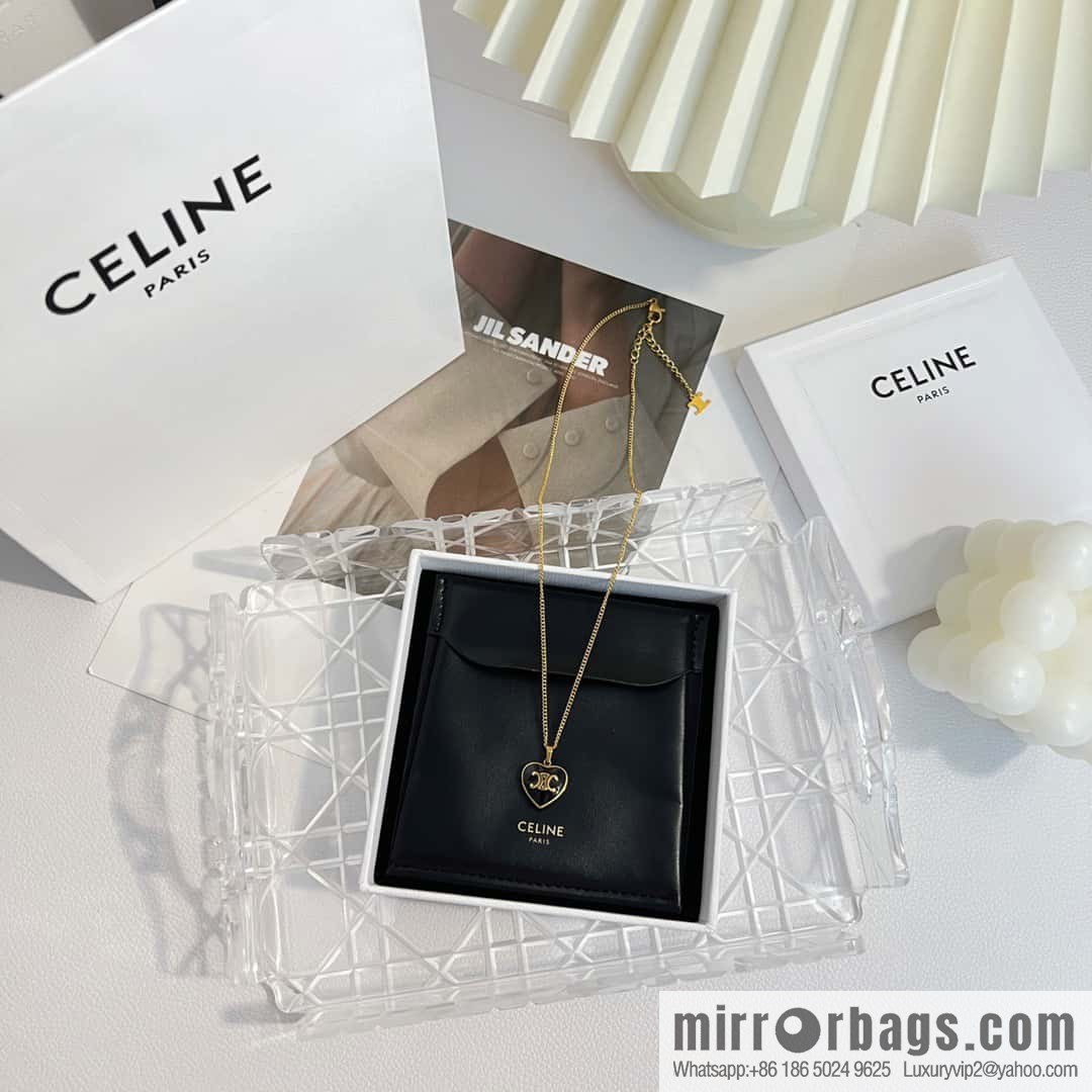 ❗️New ❗️ ☀️ New ☑️ Celine black peach heart Arc de Triomphe necklace ☀️