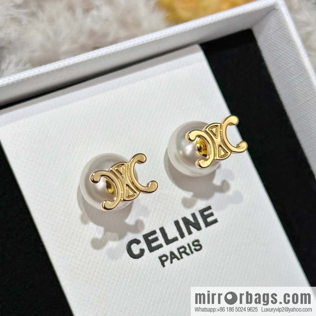 ❗️New ❗️ ☀️ New ☑️ Celine simple style Arc de Triomphe pearl stud earrings ☀️