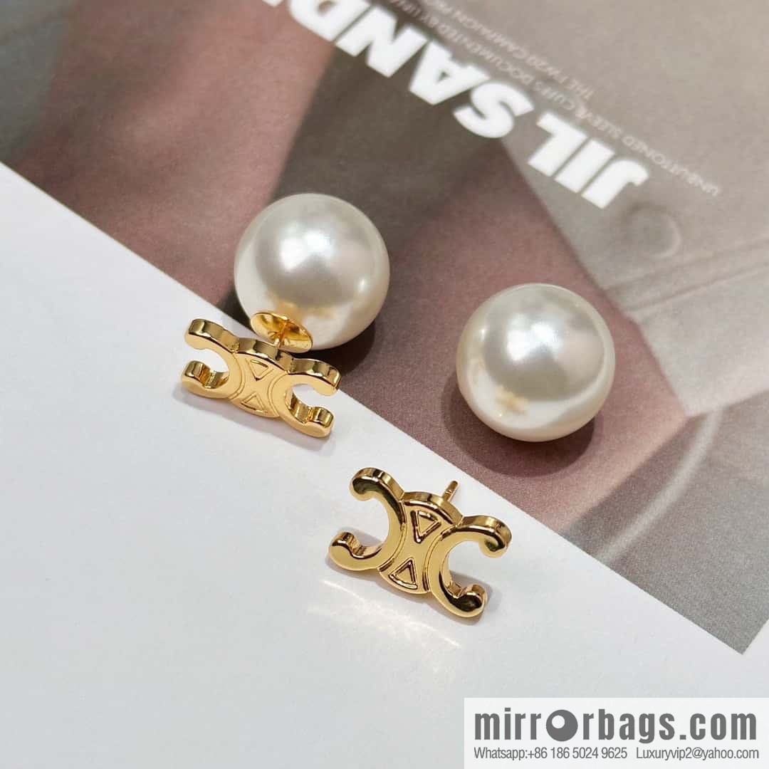 ❗️New ❗️ ☀️ New ☑️ Celine simple style Arc de Triomphe pearl stud earrings ☀️