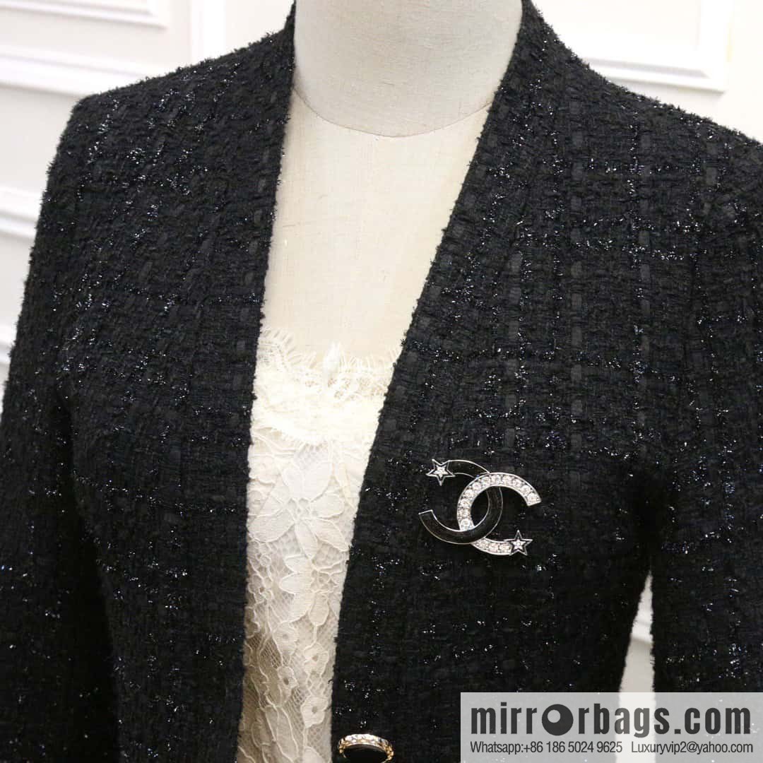 ☀️New ☑️ Chanel Double C Pentagram ⭐ Stars Full Diamond Brooch ☀️
