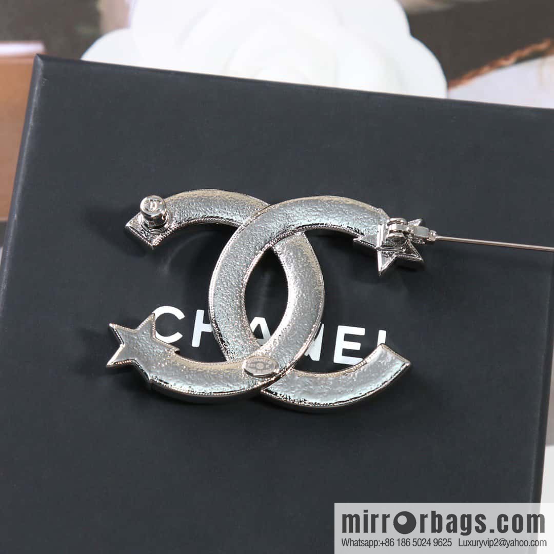 ☀️New ☑️ Chanel Double C Pentagram ⭐ Stars Full Diamond Brooch ☀️