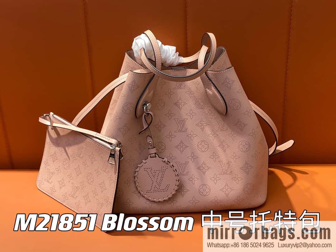 [Boutique‑grade] M21851 pink full leather shopping bag series, this Blossom medium tote bag