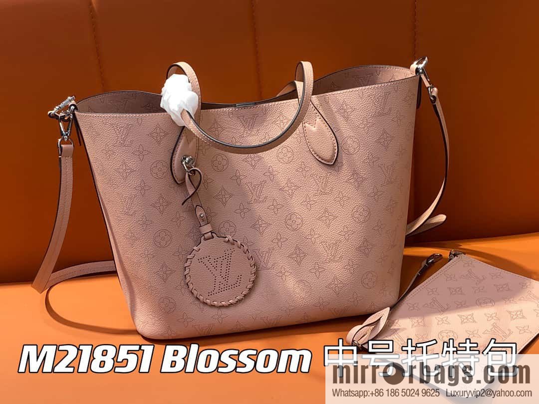 [Boutique‑grade] M21851 pink full leather shopping bag series, this Blossom medium tote bag